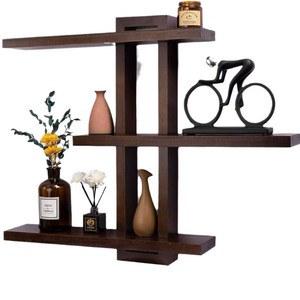 Wooden <b>Wall</b> Mounted <b>Floating</b> Shelf Natural Wood Color Rectangle Shape Screw Embedded Storage Rack Bathroom <b>Shelves</b> - Product Image 5