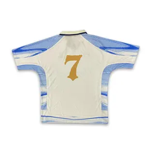 Kaos Sepak Bola Sublimasi Desain Retro Bernapas Grosir Baru, Jersey Streetwear Bordir - Product Image 3