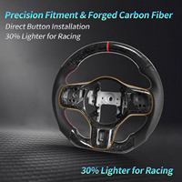 Volante de Fibra de Carbono Forjado con Base Plana y Cuero Perforado para Mitsubishi Lancer Evolution EVO X 10 2008-2015