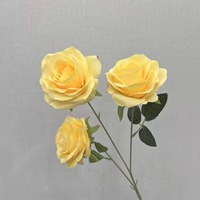 Rangkaian Bunga Peony Palsu Warna Kuning-Hijau Bahan Kawat untuk Toko Pakaian Dekorasi Vas Gaya Monet Taman Hijau Jendela