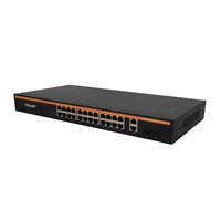 TiNCAM 24 Port 10/100/1000Mbps PoE Switch 200W rak Mount tidak dikelola PoE Switch VLAN 250 meter Gigabit PoE Switch untuk IP kamera