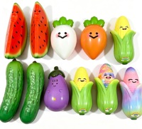 Jouet à presser en forme de légumes et fruits mignons - Pastèque, maïs, aubergine - Jouet anti-stress à rebond lent pour soulager le stress