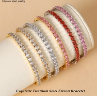 Bracelet élastique unisexe Hip Hop en acier inoxydable avec chaîne à griffes en zircone colorée plaqué or 18 carats