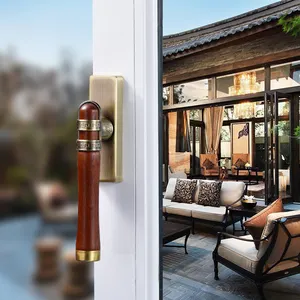 Window Handle With Lock Key Aluminium Casement Solid Wood + Zinc Alloy Door Appearance Sliding Hardware Accessories Multipoint