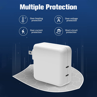 Cargador de pared de enchufe plegable de carga rápida portátil universal de 65W Gan 45W + 20W Dual tipo C PD para iPhone iPad