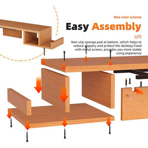 WDF yeni ahşap çift monitör masası raflı Stand dizüstü bilgisayar için çok yönlü ve şık çalışma alanı çözümü - Product Image 6
