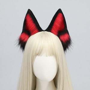 Venta al por mayor directa de fábrica: Conjunto de orejas y cola de perro demonio en negro y rojo, accesorios flexibles de Fursuit para Cosplay, Halloween y fiestas temáticas. - Product Image 4