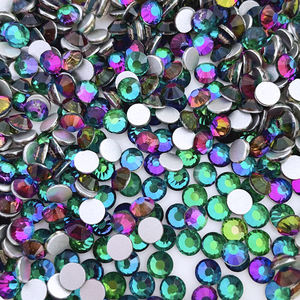 Suar hijau Bling punggung datar tidak panas memperbaiki dasar perak kristal kaca berlian imitasi kelas AA ramah lingkungan massal untuk seni kuku - Product Image 1