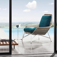 Ensemble moderne et simple en alliage d'aluminium trois pièces avec table basse, chaise et canapé en corde tressée pour cour, jardin et balcon