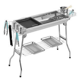 Barbecue au charbon de bois pliable en acier inoxydable de grande capacité respectueux de l'environnement à haute épaisseur - Product Image 1