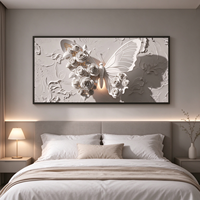 Impression sur toile avec cadre en bois contemporain, motif animalier blanc texturé, pour décoration murale de salon, chambre et maison
