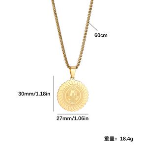 Collar de Acero Inoxidable con Medallón de Cruz de San Bernardo, Doble Cara, Resistente a la Corrosión, Chapado en Oro - Product Image 2