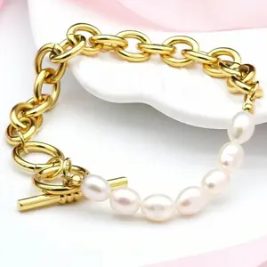 Süßwasser perlen armband 18 Karat Gold, Modeschmuck Armbänder & Armreifen