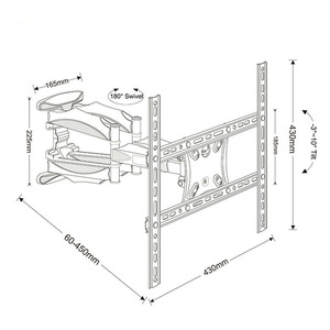 <span class=keywords><strong>Support</strong></span> <span class=keywords><strong>mural</strong></span> <span class=keywords><strong>fixe</strong></span> pour téléviseurs LCD de <span class=keywords><strong>32</strong></span> à 70 <span class=keywords><strong>pouces</strong></span> en acier de haute qualité, noir, capacité de charge de 36,5 kg, pour la maison et le bureau - Product Image 6