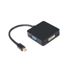 Port Tampilan Mini 3 In 1 DP Ke VGA HDMI DVI Kabel Adaptor Audio untuk PC