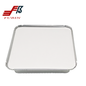 Teglie quadrate monouso in fogli di alluminio con coperchio in <span class=keywords><strong>carta</strong></span> imballo Fast Food da asporto - Product Image 1