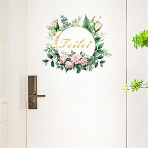 Autocollants de <span class=keywords><strong>porte</strong></span> de toilette en PVC vintage, autocollants de <span class=keywords><strong>porte</strong></span> en verre de fleurs pour salle de bain, autocollants de décoration d'intérieur pour la maison - Product Image 6