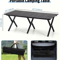 Table pliante portable pour le jardin, le barbecue, la pêche, le pique-nique et le camping, avec structure en acier
