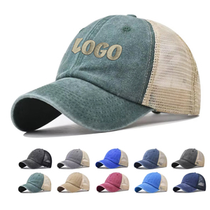 Personalizado Win Logo Vintage 6 Panel de malla ajustable trasero holandés camionero sombreros de dos tonos al por mayor suave deportes al aire libre gorras de béisbol - Product Image 1