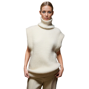2024 Autumn Style Pullover <strong>Sweaters</strong> Diagonal Collar <strong>White</strong> Women <strong>Knitted</strong> <strong>Sweater</strong> - Product Image 1