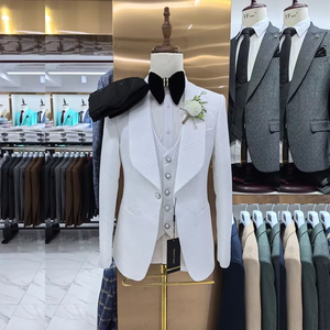Abiti da sposa <span class=keywords><strong>eleganti</strong></span> da uomo <span class=keywords><strong>pantaloni</strong></span> giacca 3 pezzi gilet abbigliamento maschile con un bottone scialle con risvolto smoking abiti formale da sera Blazer - Product Image 3