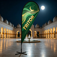 Kit complet de drapeau à plumes personnalisé Triton, logo personnalisé, publicité extérieure, drapeau de plage