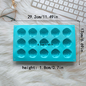 15 mini <span class=keywords><strong>moule</strong></span> à gâteau en silicone jetable en forme de rose pour le bricolage bonbons pouding savon chocolat cuisson - Product Image 3