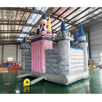 Château gonflable portable de qualité commerciale en PVC, résistant aux UV et ignifuge, couleur rose, pour location événementielle