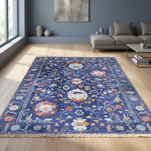 Factory Price Custom Blue Oushak Prayer Runner Set Machine Made Non-Slip Low Pile Polyester Floral Area Rug Woven Technique Home - Product Image 4