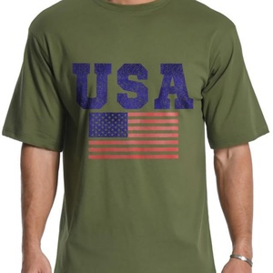 Camiseta Clásica de Cuello Redondo para Hombre con Diseño de la Bandera de EE. UU., Tejida en 100% Algodón, Ajuste Cómodo, Secado Rápido, Transpirable, para Uso Diario - Product Image 1