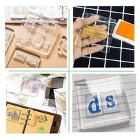 Forme personnalisée bloc de timbres acrylique transparent clair ensemble d'outils de tampons de décoration transparents avec lignes de grille