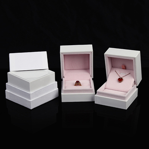 Luxury <b>White</b> Leather Paper Jewelry <b>Gift</b> <b>Box</b> for Ring Necklace Bangle Wedding and Valentine's Day Packaging - Product Image 5