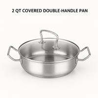 Casserole de cuisson commerciale 2 QT en acier inoxydable 304 à double poignée avec couvercle en verre 20 cm compatible induction
