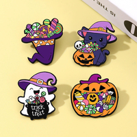 Broche en métal Halloween, motif fantôme drôle et tête de citrouille, style dessin animé mignon, cadeau d'Halloween