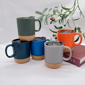 Customizable Cork Base <b>Ceramic</b> <b>Mug</b> Sublimation Blank Wooden Base Matte With Lid Premium Gift Coffee Cup - Product Image 3