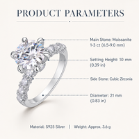 Bague en Moissanite en Argent S925, Sertie de Zircons Cubiques Ronds à Six Griffes, avec Détails Ajoureurs, pour Mariage et Fiançailles, Bijoux pour Femme