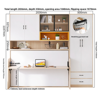 Meubles de maison économiseurs d'espace, lit mural pliable Murphy avec bureau intégré pour les chambres