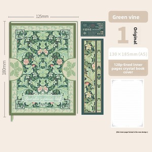 Quaderno A5 con Copertina Rigida in Cristallo Serie Maurice Stampa Vintage Dorata per Studenti con Pagine a Righe e Segnalibro Regalo - Product Image 5