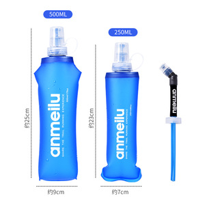 ขวดน้ำอ่อนนุ่ม Anmeilu 500 มล. พับได้ น้ำหนักเบา อุปกรณ์เติมน้ำสำหรับวิ่งกลางแจ้ง - Product Image 5