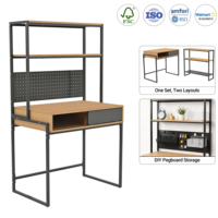 Bureau de travail à domicile OEM/ODM avec étagères de rangement de base, table d'écriture facile à assembler, commande en gros