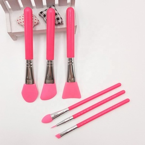 Vert Rose Rouge 6PCS Silicone Maquillage Pinceau Ensemble <span class=keywords><strong>Masque</strong></span> Facial Fond De Teint Brosses Cosmétique Fard À Paupières Sourcils Brosse <span class=keywords><strong>Kit</strong></span> - Product Image 4