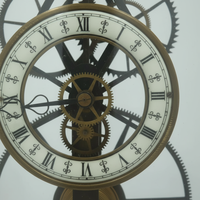 Horloge squelette à mécanisme fusee 5 jours, style français antique, en laiton ovale, avec cadran en porcelaine artisanal et pendule en laiton