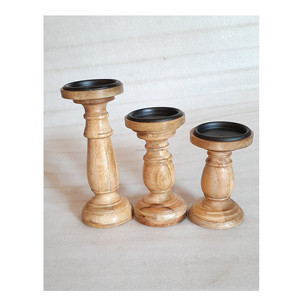 Bougeoir pour travail à la main en bois, porte-bougie de couleur naturelle en bois à vendre avec fait à la main, meilleure qualité - Product Image 2