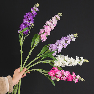 <span class=keywords><strong>Flores</strong></span> <span class=keywords><strong>Artificiales</strong></span> al por Mayor, Delphinium Larkspur, Arreglos de <span class=keywords><strong>Flores</strong></span> de Seda Púrpura para Decoración de Bodas, Alta Simulación Realista - Product Image 1