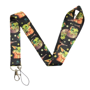 Kawaii Baby Yoda Id Card Holder Polyester Lanyards Hello K Lanyards With Custom Logo Mobile Phone Lanyards Does Anime Key Chain