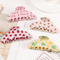 Pince à cheveux artisanale haut de gamme en plastique, motif fruits frais, pour filles et femmes, usage quotidien, vente en gros