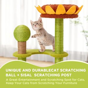 Gaya baru mewah pohon kucing bunga Menara kucing bunga lucu dengan tiang penggaruk Sisal untuk kucing dalam ruangan kecil - Product Image 6