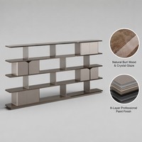 Étagère de présentation moderne en MDF de qualité E1 avec finition cristal, résistante aux rayures, en bois de burl de luxe