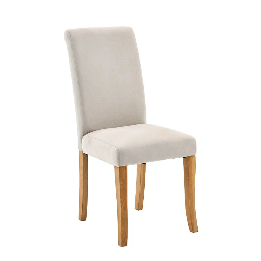 Modernes Design Tufted Dine Chair Stoff Gepolsterter beige Esszimmers tuhl mit hoher Rückenlehne und verstellbaren rutsch festen Fuß polstern