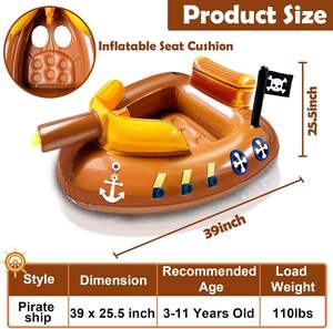 Bateau pirate gonflable en PVC avec pistolet à eau pour enfants - Product Image 2